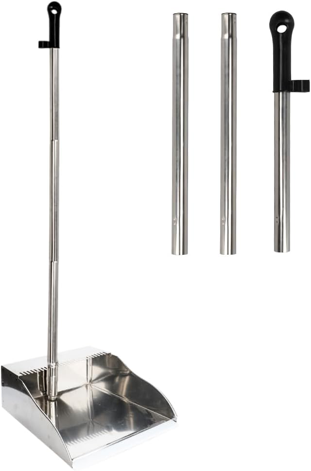 Stainless Steel Dustpan Metal Dustpan with Handle Heavy Duty Dust Pan Upright Dust Pan for Home Office Lobby