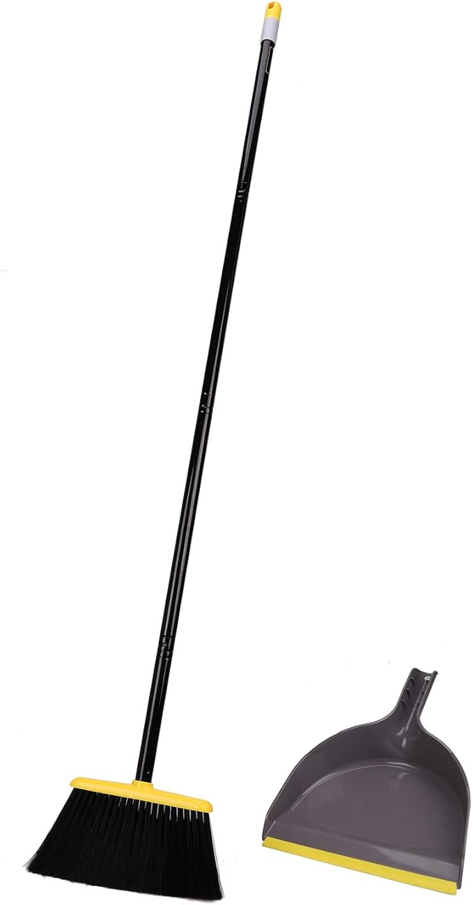 Broom and Dustpan Set,IndoorBroom with Dust pan Combo Set for Home,Angle Kitchen Broom for Floor Sweeping