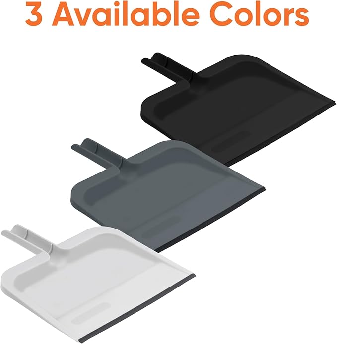 Superio Clip-On Dustpan with Rubber Lip - 10-inch Wide Durable Plastic Dust Pan with Comfort Grip Handle, Black, 3-Pack