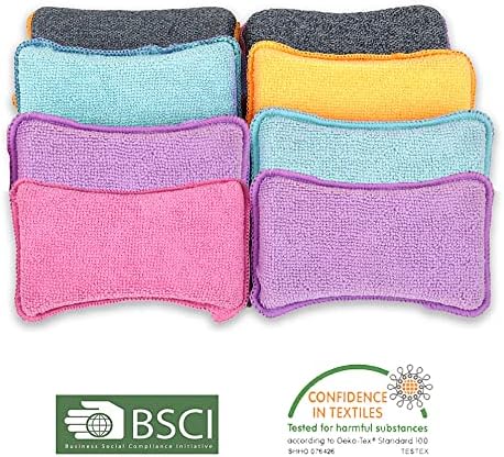 UPSTAR Dish Sponges Kitchen, Microfiber Cleaning Scrubber for Dishwashing, Sink, Basin and Multi-Pupose, Size L Pack of 8