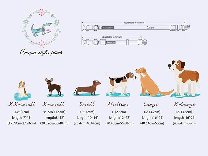 Unique Style Paws Pink Rose Collar Metal Buckle Dog Collar Flower Gift Durable Cute Collar for Small, Medium, Large Dogs