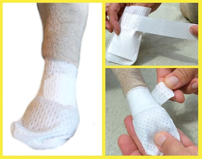 Medimitt Paw Bandages for Dogs, Cats and Pets – Stretchy Medical Booties, First Aid for Paws – Non Slip, Non Adhesive, Breathable, Disposable, Washable, Adjustable Strap, Value Pack (XS 20-Pack)