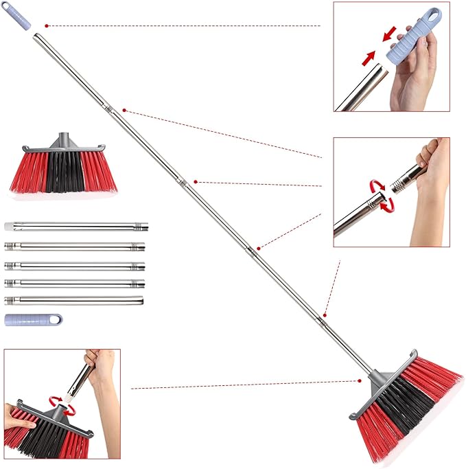 Outdoor Broom, Outside Heavy Duty Brooms for Sweeping Outdoor, Floor Broom is Applied for Courtyard,Garage,etc.(62 inch)