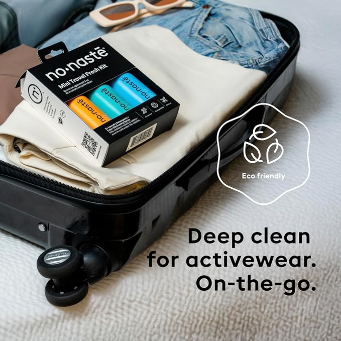 Nonaste Mini Travel Fresh Kit (3 Oz, Pack of 3) – TSA Approved Odor Eliminating Spray & Laundry Detergent Set Zen Fresh + Pure Clean – On-the-Go Odor Control for Travel, Gym & Outdoor Activities