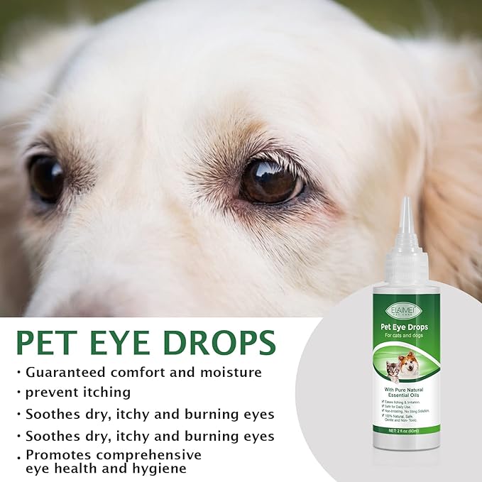 Dog Eye Drops, Eye Cleaner for Dogs & Cats Supports Eyes Infection Relief, Redness & Allergy Eyes Relief, Remove Tear Stain & Eye Debris - Pet Eye Gentle Care Supplement Cats Drops for Eyes - 2 fl ozā¦