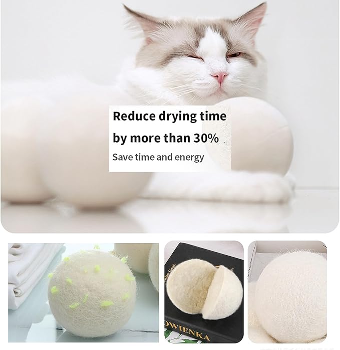 Wool Dryer Balls Laundry Reusable, Lint Remover Washing Balls Reusable Dryer Balls Pet Hair Dryer Ball Lint Remover for Laundry Pet Fur Remover for Laundry Bedding Clothes(Pack of 6)