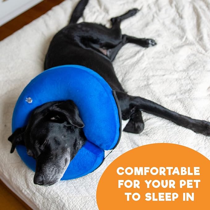 BENCMATE Inflatable Dog Cone Collar Alternative, Soft Dog Cone for Small Medium Large Dogs and Cats, Neck Recovery ECollar Donut Collar After Surgery (Small, Dark Grey)