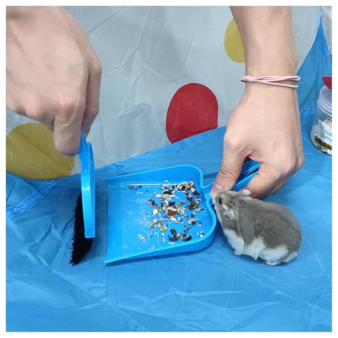 WishLotus Mini Dustpan and Brush Set, Portable Exquisite Pet Waste Cleaning Kit, Hamster Sand Scooper Cage Cleaning Tool for Small Pets Guinea Pigs Hedgehogs Hamsters Chinchillas Rabbits (Dark Blue)