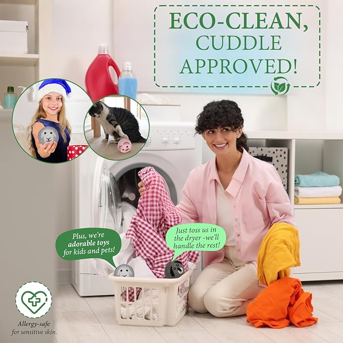 Wool Dryer Balls XL 6Pack Eco Dryer Balls-Dryer Balls Laundry Reusable-Softens Laundry Naturally Reduces Drying Time & Static No More Dryer Sheets with Storage Bag