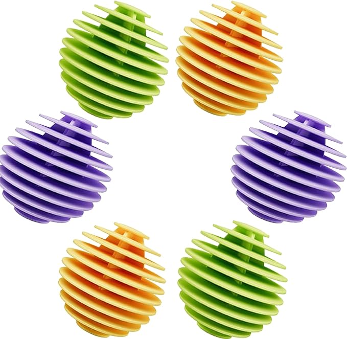 Reusable Dryer Balls Anti Static, 6 PCS Laundry Agitator Balls for Laundry, Non-Toxic Washing Balls Tangle Free for Washer, Softens Fabrics, Prevents Tangles, Enhances Cleaning (Large)