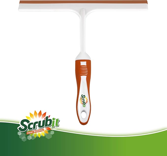 SCRUBIT Window and Shower Squeegee, Lightweight Squeegy Cleaner for Windows, Glass, Car Windshield, and Mirror - Streak Free Cleaning Tool for Shower Doors, Kitchen and Bathroom