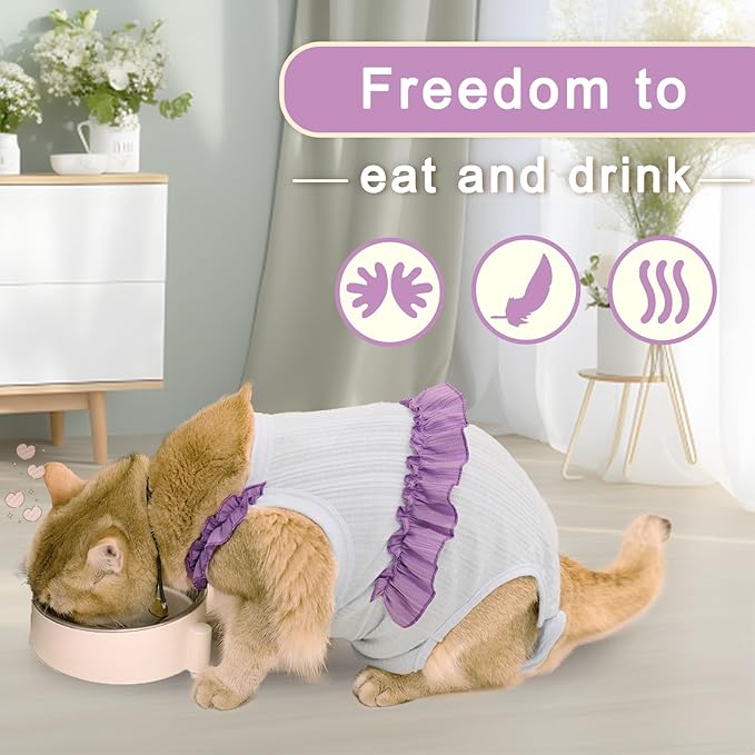 Cat Recovery Suit,Kitten Onesie After Surgery,E-Collar Alternative for Abdominal Wound and Skin Diseases,Soft Breathable Bodysuit After Spay(Beige-m)