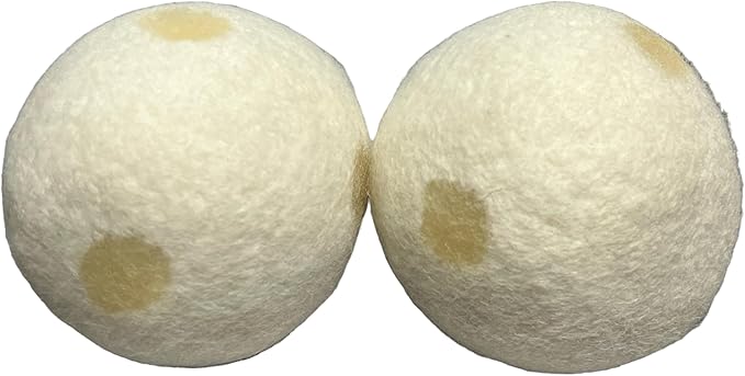 Organic Wool Dryer Balls, Fragrant, Natural Fabric Softener 100% Organic Premium New Zealand Wool, No Fillers, Anti Static, Lint Free, White 2 Count. (Lime)