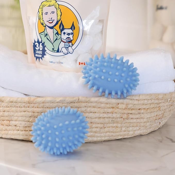 Nellie's Dryerballs - Eco-Conscious Laundry Dryer Balls - Softens Fabrics, Reduces Wrinkles, and Shortens Drying Time - Dryer Sheet Alternative (2 Pack) - (Made in Canada)