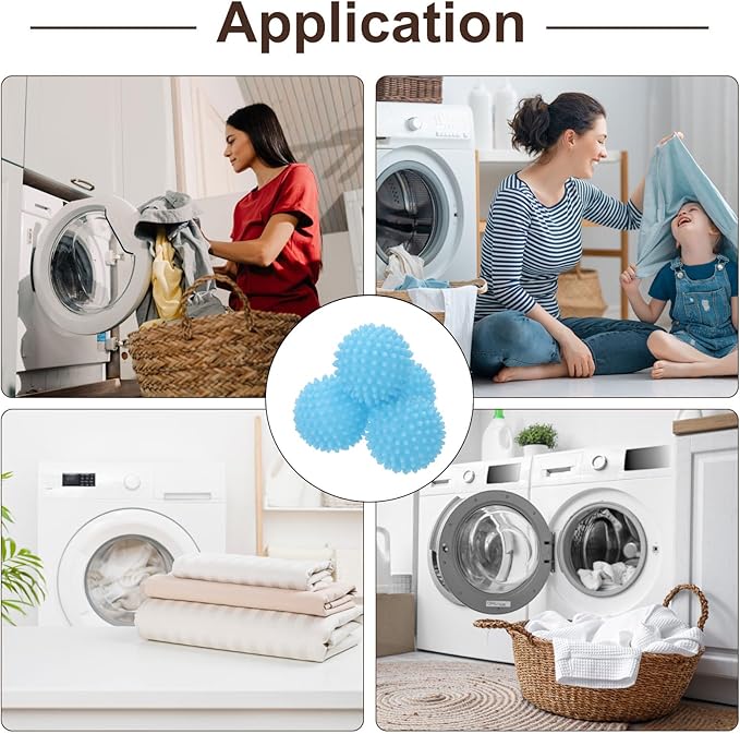 uxcell 4pcs Reusable Laundry Dryer Balls Vinyl Drying Balls for Reduce Wrinkles Static Fabric Softener Reduce Drying Time Save on Energy, Sky Blue