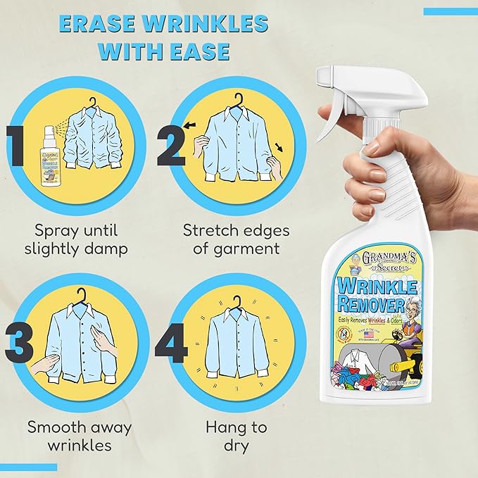 Grandma's Secret Wrinkle Remover Spray - Easily Removes Wrinkles & Odors - Wrinkle Release, Fabric Refresher Spray, Chlorine, Bleach and Toxin-Free - 16 Ounce, 3 Pack