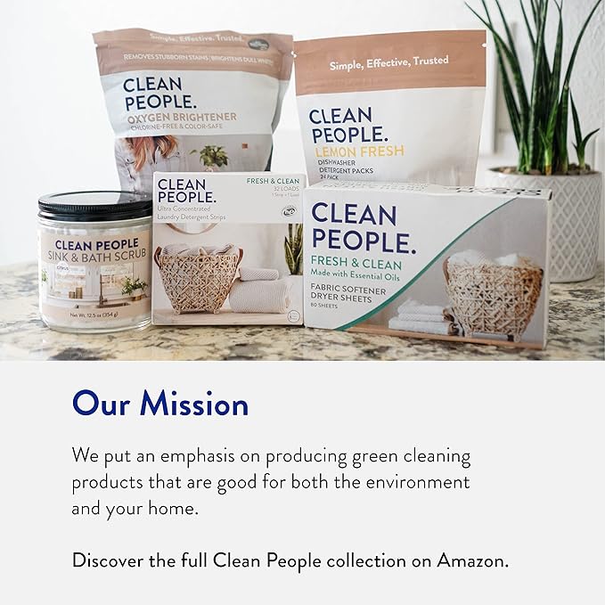 The Clean People Fabric Softener Sheets - Dryer Sheets - Softens & Removes Static Cling - Vegan Laundry Softener, Essential Oils - Fragrance Free 240 Pack