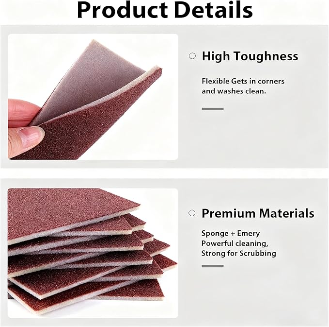 Carborundum Sponge Nano Emery Sponge Brush Eraser Scrub Kitchen Cleaning for Removing Rust Pots,Household Cleaning Tool (Dark brown-10pcs)