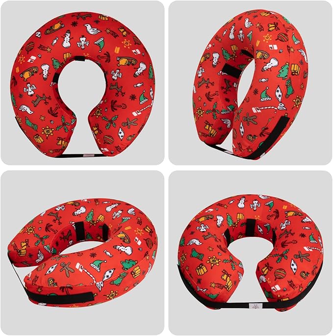 CuteBone Inflatable Soft Dog Cone with Removable Fleece Covers for Small/Medium/Large Dogs and Cats After Surgery GWB07S