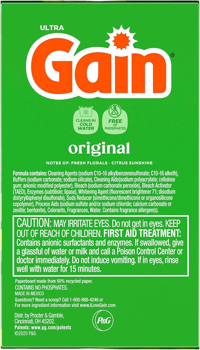 Gain Powder Laundry Detergent, Original Scent, 167 Loads, 154 OZ
