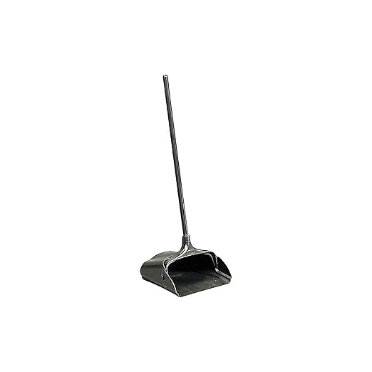 Rubbermaid Commercial Products Dustpan with Long Handle Plastic Black Compatible with Any Broom for Lobby/Restaurant/Office/Home/Dog Pooper Scooper 12.50" Wide