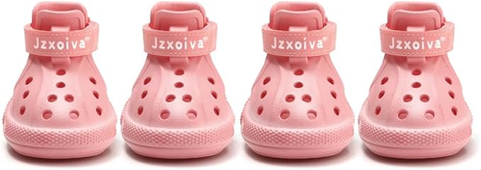 JZXOIVA Dog Shoes for Hot Pavement, Dog Booties for Small Dogs, Breathable Dog Boots & Paw Protectors, Adjustable Non-Slip Dog Rain Booties, Waterproof Pets Sandals for Beach Pink Size 3