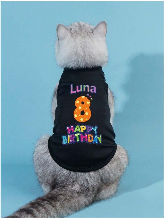 Custom Dog Birthday Shirt,Personalized Pet Apparel Print with Name Age Number,Pet Birthday Outfit,Lightweight Breathable Cotton Vest for Small Medium Large Dogs Cat (Pink, X-Small)