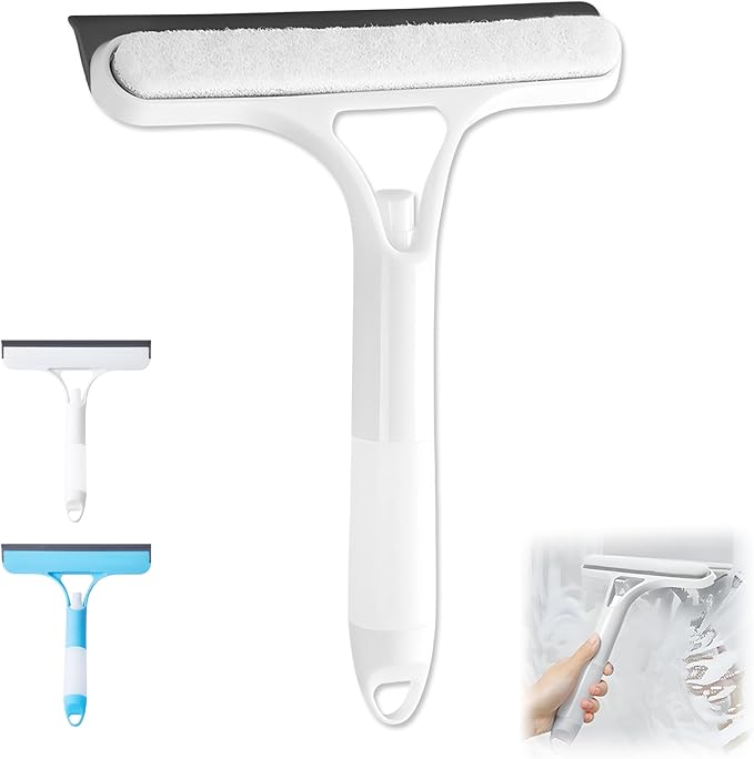 3 in 1 Window Cleaning Scraper,New 3 in 1 Window Cleaner,Squeegee and Scrubber with Spray, for Windows, Walls,Car Windshields, Bathrooms, Kitchens, All-Purpose Window Cleaner Tool (White)