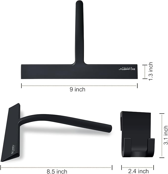 RICHMIRTH Silicone Rubber Blade Shower Squeegee 9" in Width Window & Car Squeegee for Shower, Glass, Window