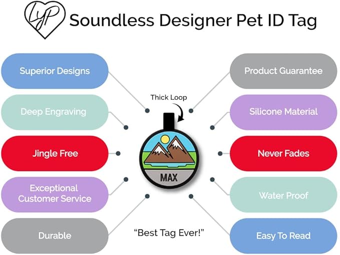 LYP Original Soundless Pet ID Tags | Custom Dog Tags Personalized for Pets | Durable Silicone Deep Engraved Dog Tag | No More Jingling | U.S. Flag
