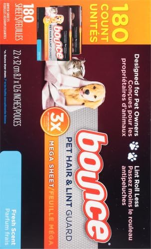Bounce Fabric Softener Sheets, Fresh Scent, 180 Count | Pet Hair and Lint Guard | Pack of 2 | 3X Pet Hair Fighters