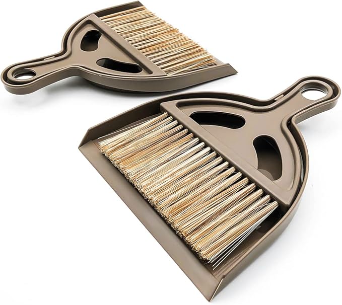 Small Broom and Dustpan Set Mini Dustpan and Brush, Hand Broom and Dustpan Set, Mini Broom and Dustpan Set for Home, Camping, Pets, Dorm (2pcs)