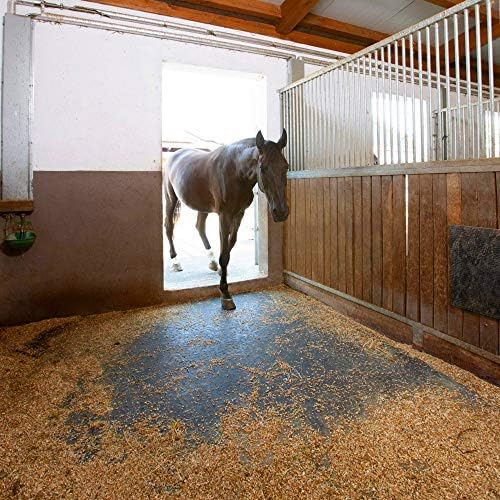 American Heavy Duty Stall Tiles - Stable/Horse Tiles - Thick, Durable Rubber Flooring - Solid Black 14' x 20' Set 1/2" Thick (70 Tiles Total)