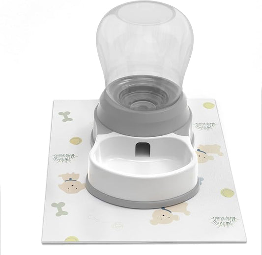 1 Gallon Automatic Dog Water Dispenser, Premium Large Capacity Gravity Pet Water Bowl with Non-Slip Mat for Multiple Pets, BPA-Free Cat Water Feeder for Large Dogs, Refill Less Often, Grey