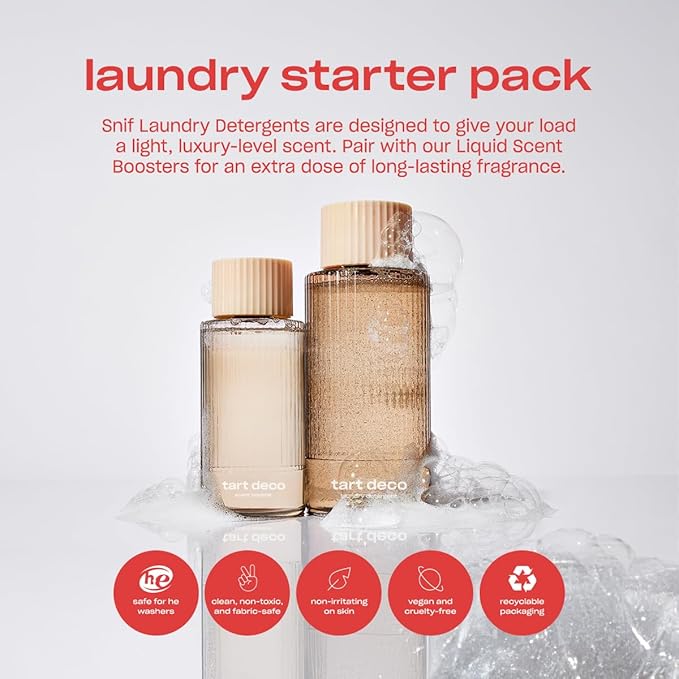 Snif Tart Deco Laundry Detergent, Juicy, Sophisticated Cherry Scent, 32 Loads, Non-Irritating to Skin, Clean, Non-Toxic, Vegan, Cruelty Free, 16oz