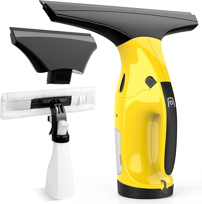 Rechargeable Window Vac, Electric Window Vacuum Squeegee, with 11 in. and 6.7 in. Squeegee Blades, Cordless Window Vacuum Cleaner Set for Cleaning Windows, Shower Doors, Mirrors, Tiles