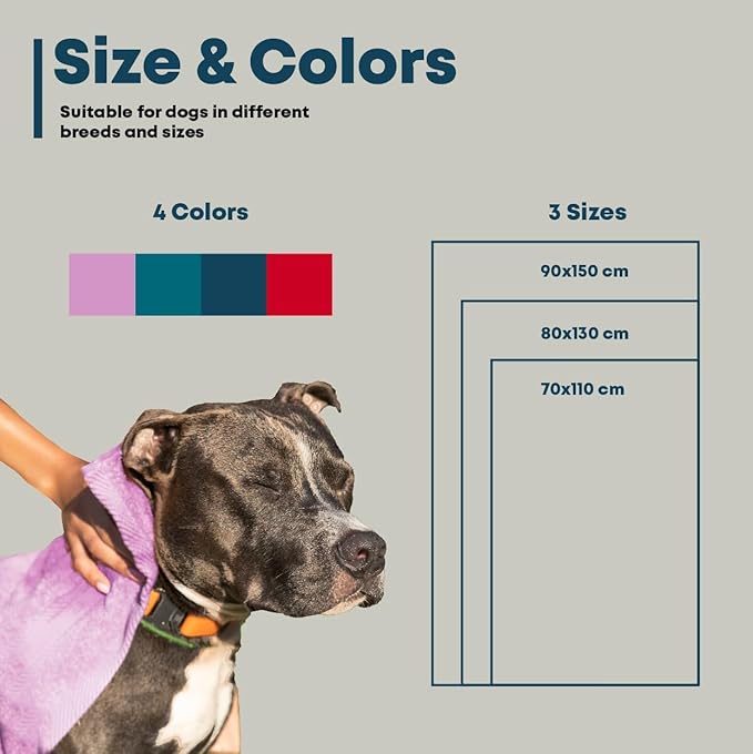 Extra Large Dog Towel Soft Absorbent Bath Pet Towels for Drying Dogs, Elastic Terry Microfiber Soft Towel, Machine Washable, Quick Dry, Multipurpose (L, XL, 2XL) (Red, 2XL)