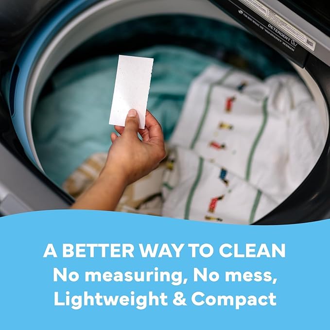 Tru Earth Compact Dry Laundry Detergent Sheets - Up to 64 Loads (32 Sheets) - Paraben-Free - Original Eco-Strip Liquidless Detergen - Fresh Linen | Packaging May Vary