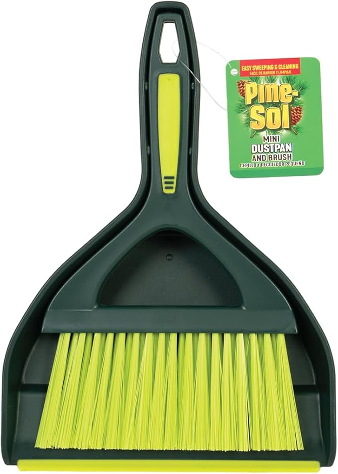 Pine-Sol Mini Dustpan and Brush Set | Nesting Snap-On Design | Portable, Compact Dust Pan and Hand Broom for Cleaning, Green