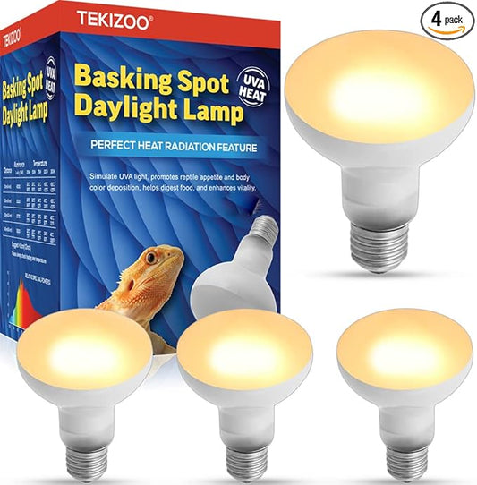 Reptile Heat Lamp Basking Spot Bulb UVA Daylight Light for Amphibian,Lizard,Tortoise,Bearded Dragon 50W(4 Pack)