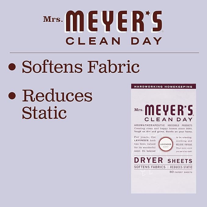 Mrs. Meyer's Clean Day Dryer Sheets Lavender, 80 Count (Pack of 3)