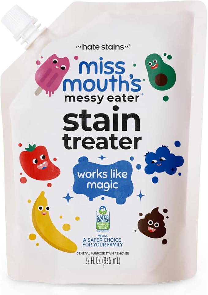 Miss Mouth's Messy Eater Stain Treater - 32oz Refill - Newborn & Baby Essentials - No Dry Cleaning Food, Grease, Coffee Off Laundry, Underwear, Fabric