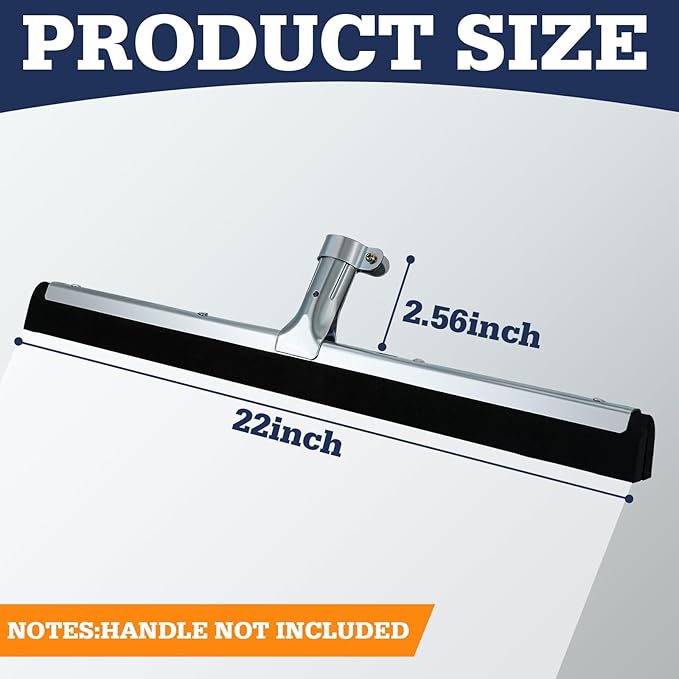 Lasnten 2pcs Double Foam Floor Squeegee for Concrete Industrial Floor Scrubber Stainless Steel Cleaning Squeegee with Rubber Heavy Duty Broom EVA Foam Blade for Garage Window Pool (22 Inch)