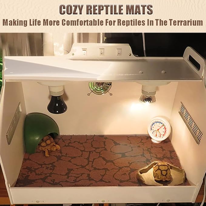 Tfwadmx Reptile Carpet Sand Mat for Bearded Dragon Terrarium Substrate Liner Brown Reversible Lizard Bedding Mats for Cage Leopard Gecko Tortoise Turtle Snake Chameleon with Tweezer 20"x 39"(1 Pcs)