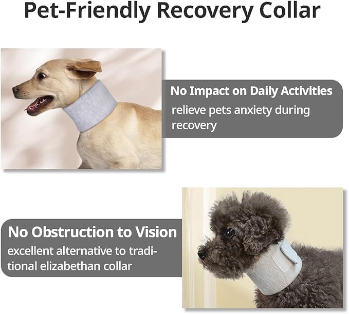 MANON ROSA Cat Neck Brace Elizabethan Collar for Pet After Surgery Recovery Adjustable Breathable Neck Cervical Cone for Small Medium Dogs Puppies Kittens with Spinal IVDD Issues (XS 4.7-9.8",Grey)