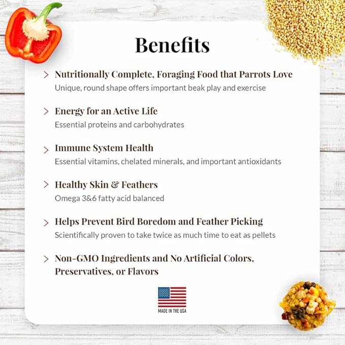 LAFEBER'S El Paso Nutri-Berries Pet Bird Food, Made with Non-GMO and Human-Grade Ingredients, for Parrots (10 oz Pack of 2)