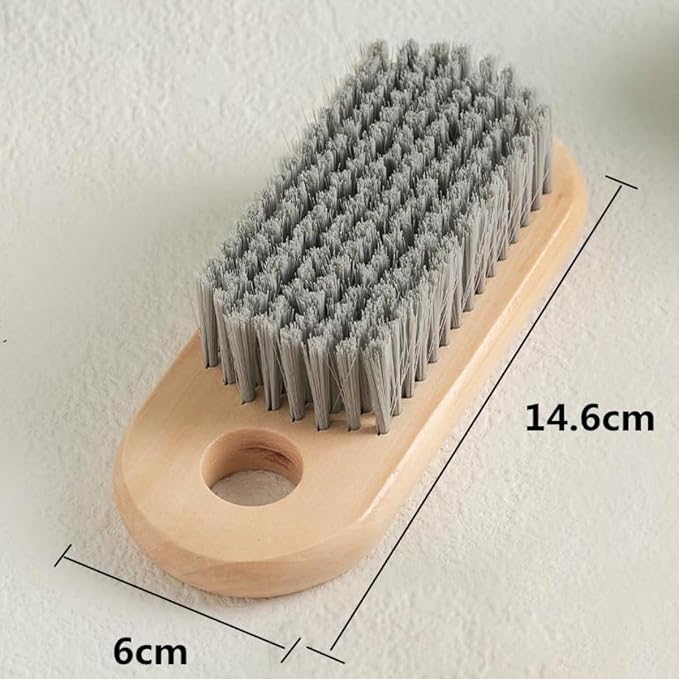2PCS Wood Laundry Brush, Clothing Stain Remover Scrubber, Soft Bristle for Scrubbing Out Tough on Delicate, Easy to Grip Hand Washing Clothes