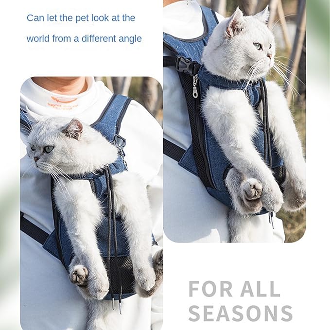 Portable Pet Carrier Backpack, Adjustable Pet Front Cat Dog Carrier Backpack Travel Bag for Small Medium Dogs Cats Puppies, Cat Backpack Carrier for Hiking Cycling (H, XL)