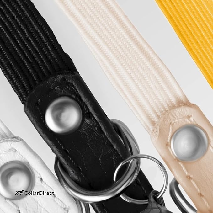 CollarDirect Leather Cat Collar, Cat Safety Collar with Elastic Strap, Kitten Collar with Bell Black Blue Red Orange Lime Green (6-7 Inch, Red)