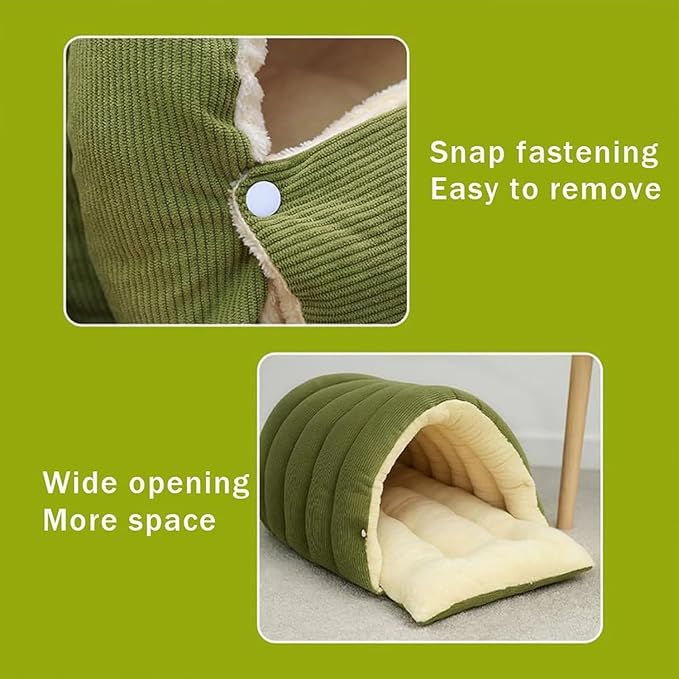 CutyPet Winter Cave,Warmth Cozy Comfort Plush Pet Cave,Cute Cozy Safe Hideaway Cat Bed with Removable Cushion,Warm Soft Removable Washable for Cats and Dogs (Purple, L:22.44 * 14.56 * 11.02 in)